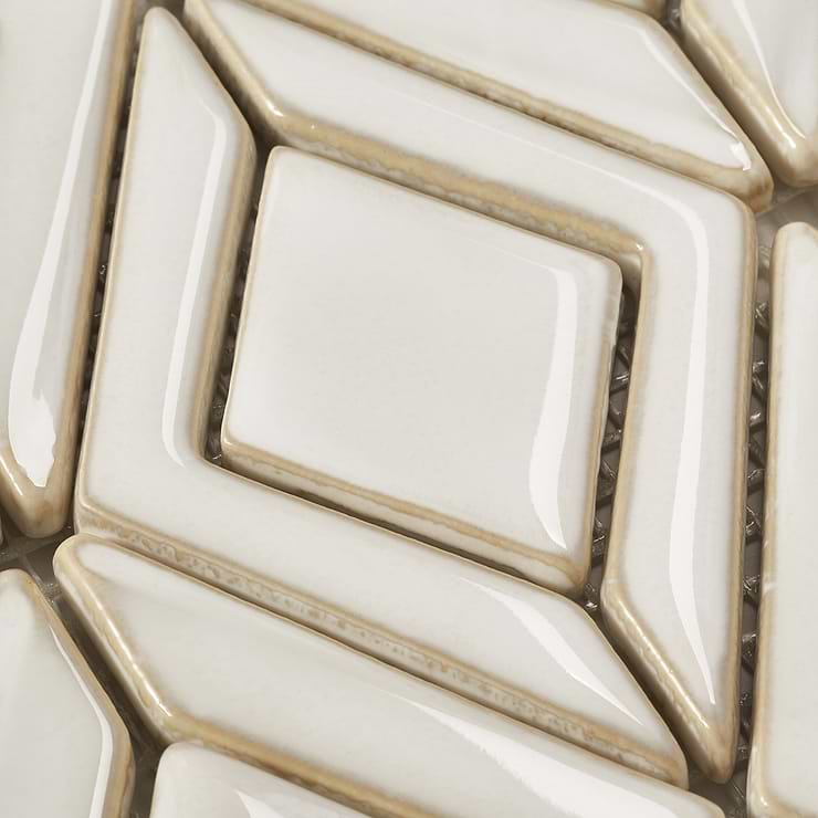 Nabi Jewel Natural White 3D Glossy Glass Mosaic Tile