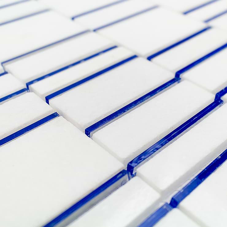 Sky's The Limit Blue and White Marble & Glass Polished Mosaic Tile by Kerrie Kelly