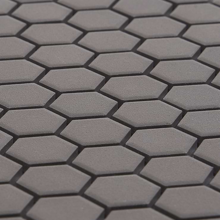 Level Black 1" Hexagon Matte Porcelain Tile