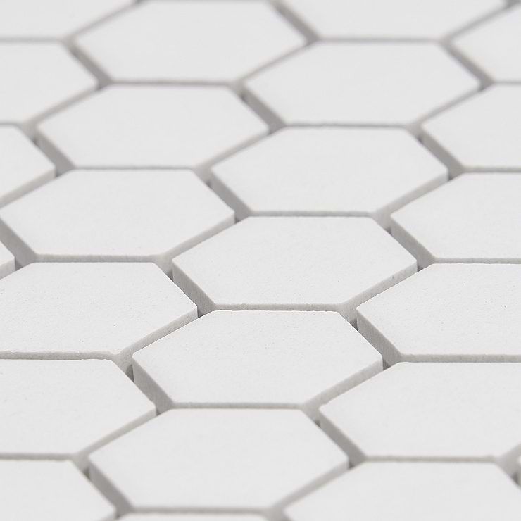 Level White 1" Hexagon Matte Porcelain Mosaic Tile