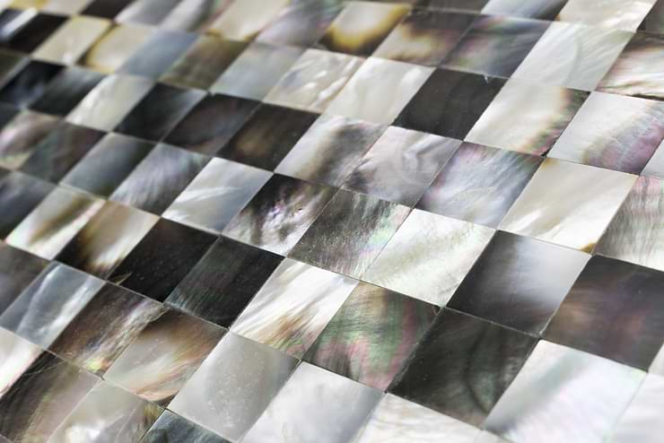 Serene Deep Sea Black Square Pearl Tile