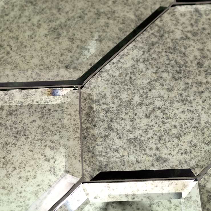 Beveled Paris Gray Hexagon Antique Mirror Tile