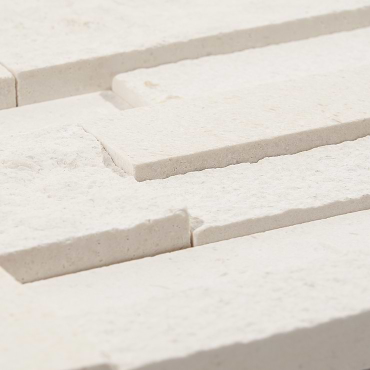 StackStone 3D Ebbor Beige & Cream Marble Ledger Panel Mosaic Wall Tile