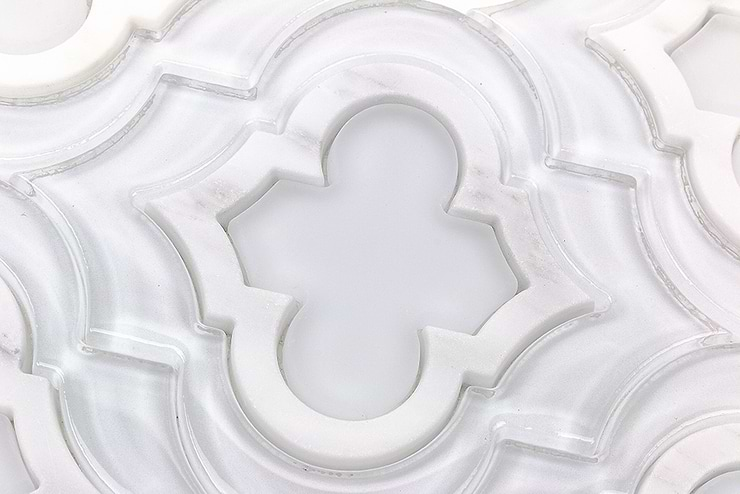 Kensington Super White Glass & Asian Statuary Marble Tile