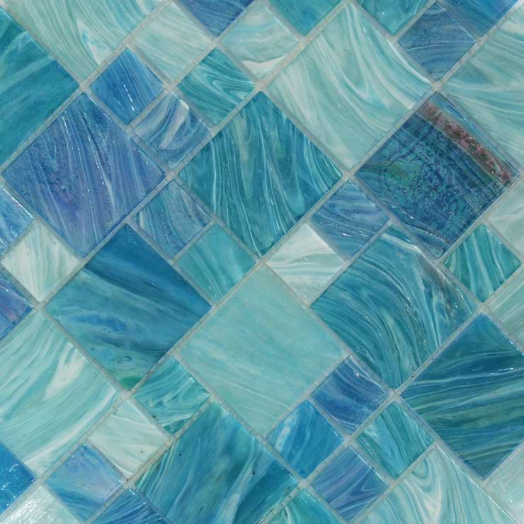 Aquatic Sky Blue French Pattern Glass Tile