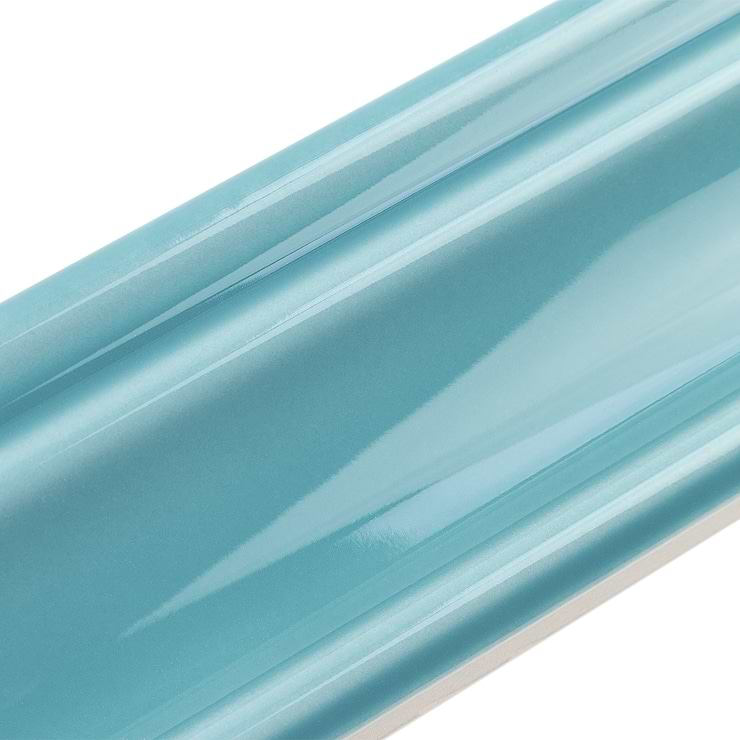 Seaport Aquamarine 2x10 Polished Ceramic Chair Rail Liner