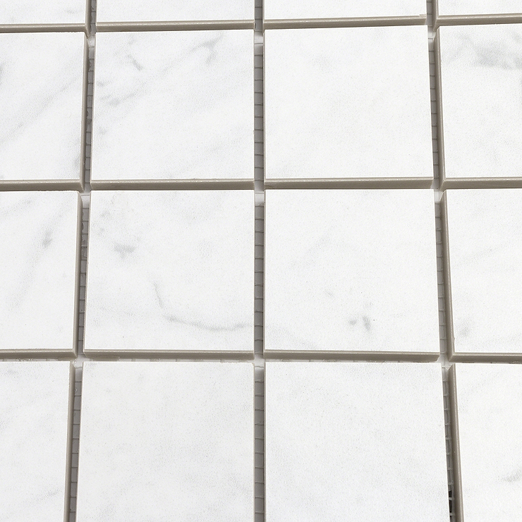 Marble Tech Bianco Gioia 2x2 Matte Marble Look Porcelain Mosaic Tile 