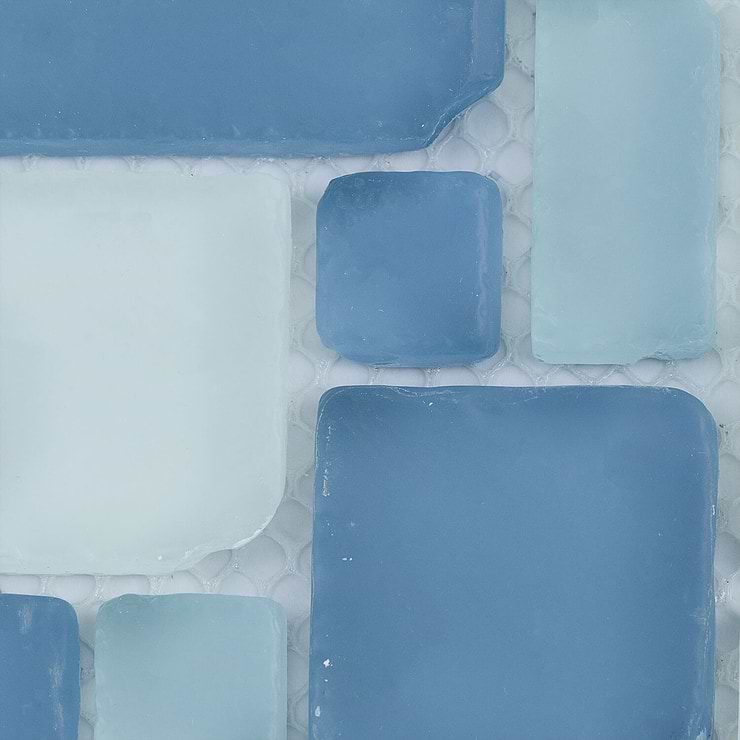 Coastal Seaside French Pattern Beached Frosted Glass Tile