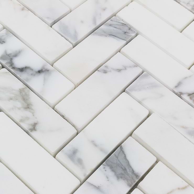 Calacatta Herringbone 1x3 Marble Tile