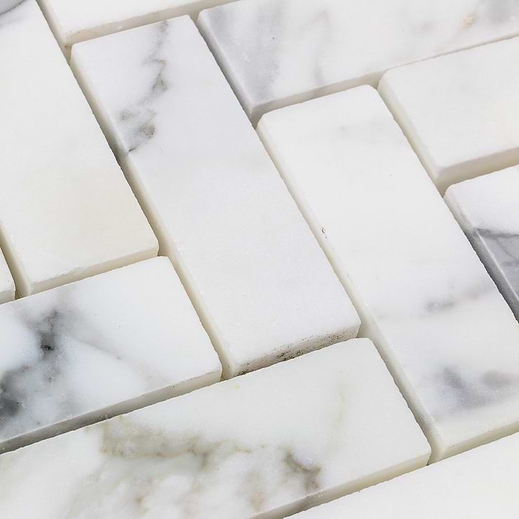 Calacatta Herringbone 1x3 Marble Tile