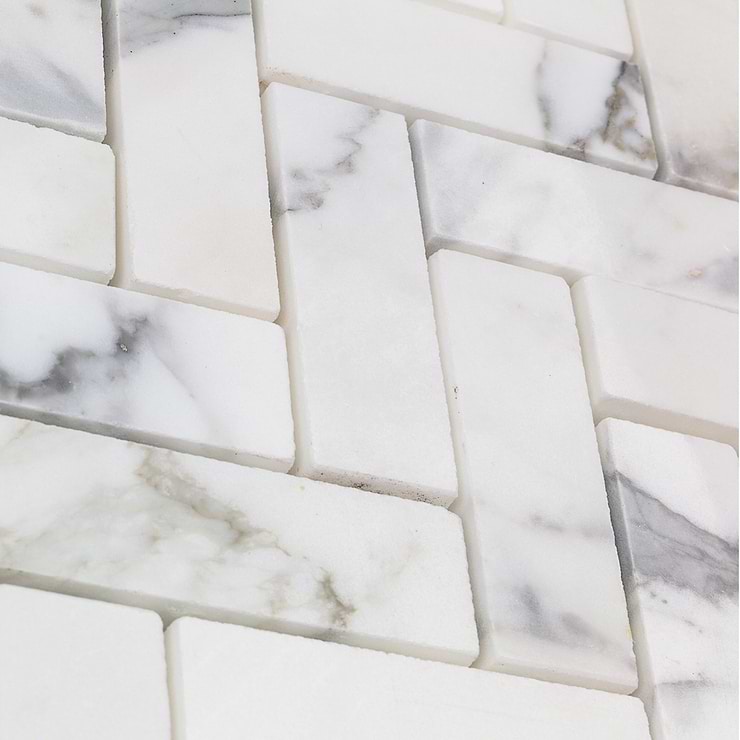 Calacatta Herringbone 1x3 Marble Tile