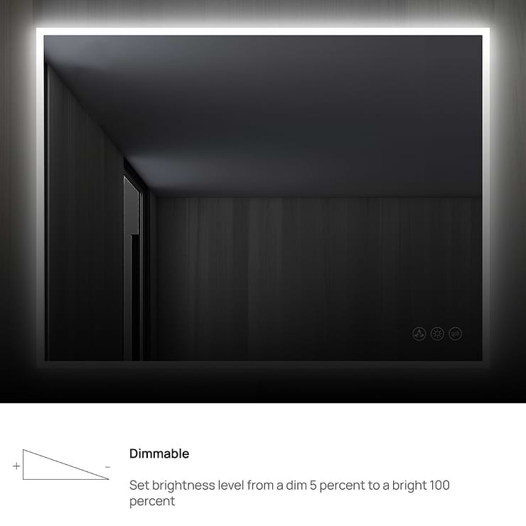 Rige 48x30" Rectangle LED Mirror
