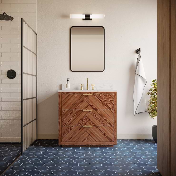 Finestra 34x74" Reversible Fixed Shower Door with Grid Fluted Glass in Matte Black