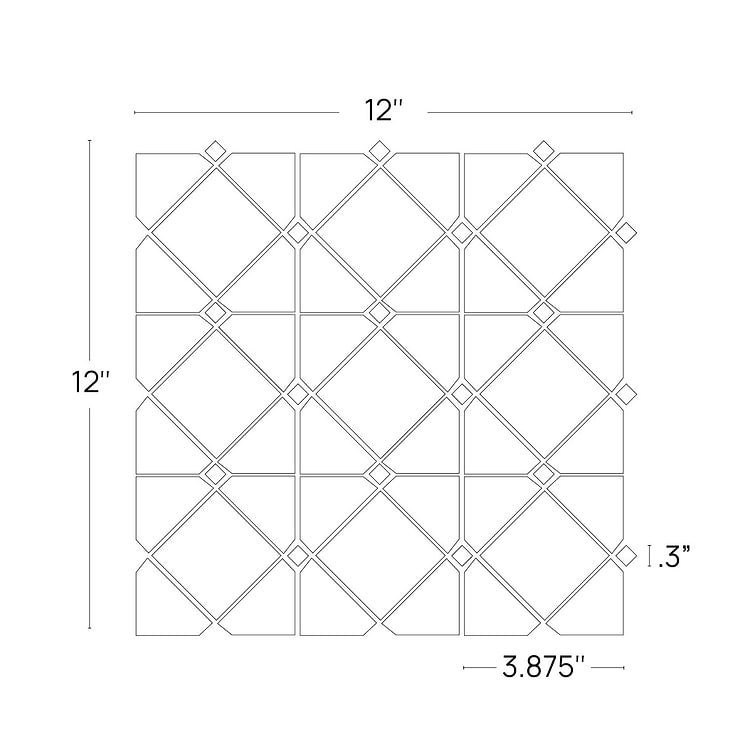 Euphoria Glass Limelight Silver Diamond Honed Thassos Marble Mosaic Tile