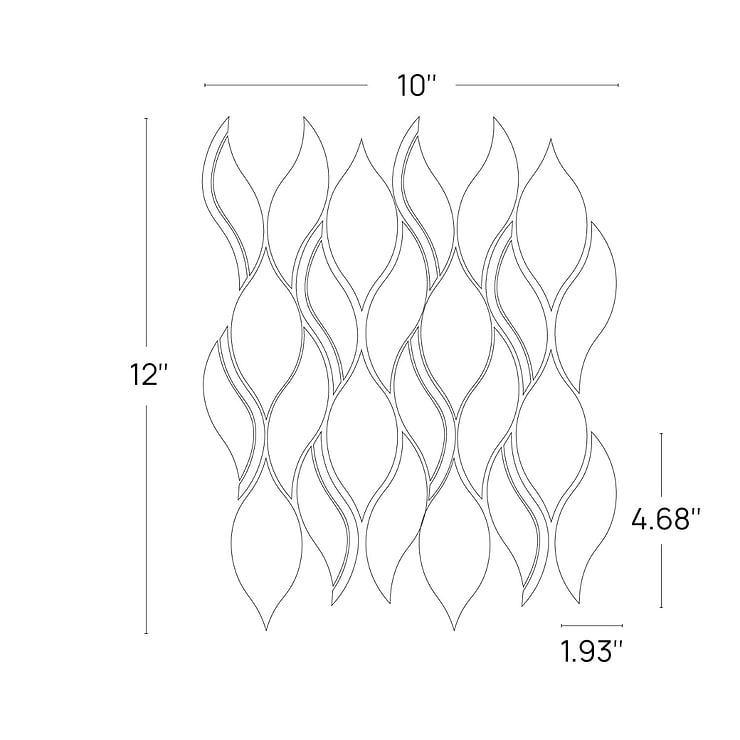 Euphoria Glass Lynx Silver Waved Teardrop Polished Thassos Marble Mosaic Tile