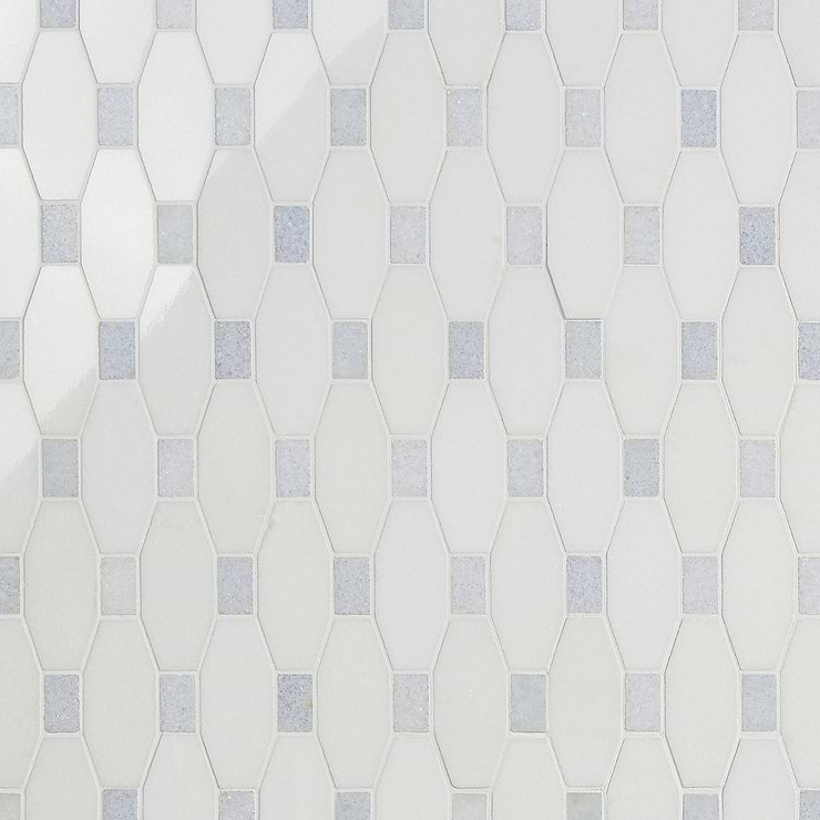 Octave Thassos & Blue Celeste 2x4 Marble Polished Mosaic Tile
