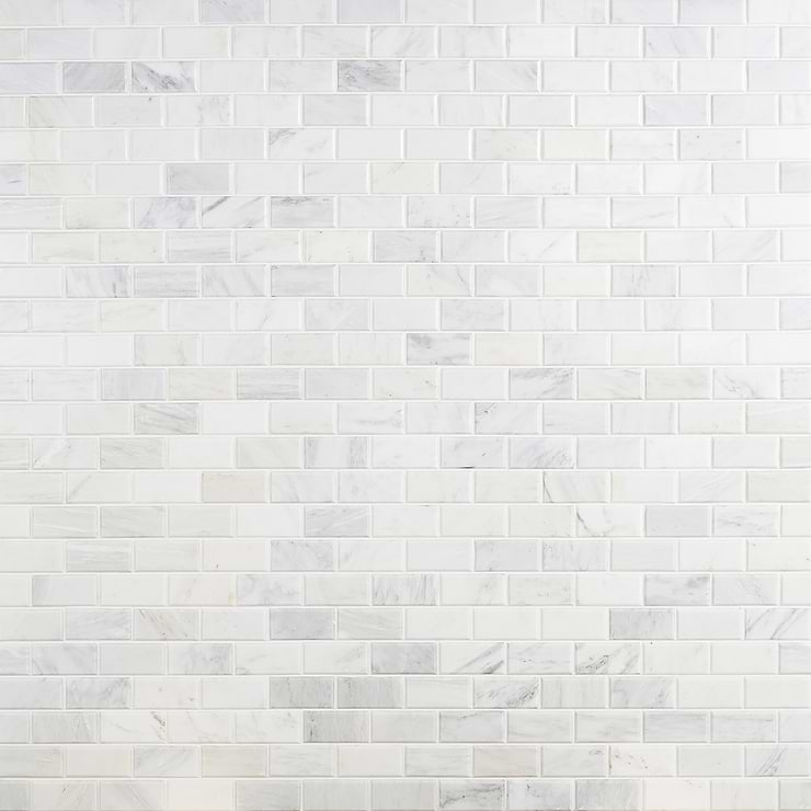 Asian Statuary 2x4" Beveled Brick Polished Marble Mosaic Tile