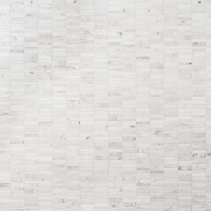 Alaska White Waterfall Polished Marble Mosaic Tile