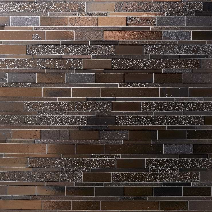 Magma Ledger Bronze Polished Lava Stone Mosaic Tile