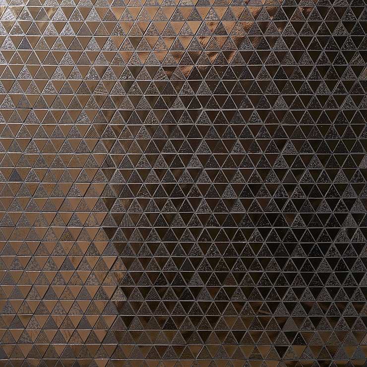 Magma Triangles Bronze 2" Polished Lava Stone Mosaic Tile