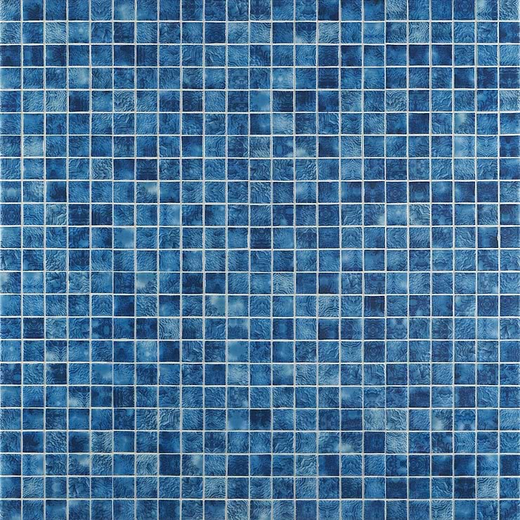 61 Sheet Scrap Lot: Swim Cascara Blue 2x2 Glossy Glass Mosaic Tile