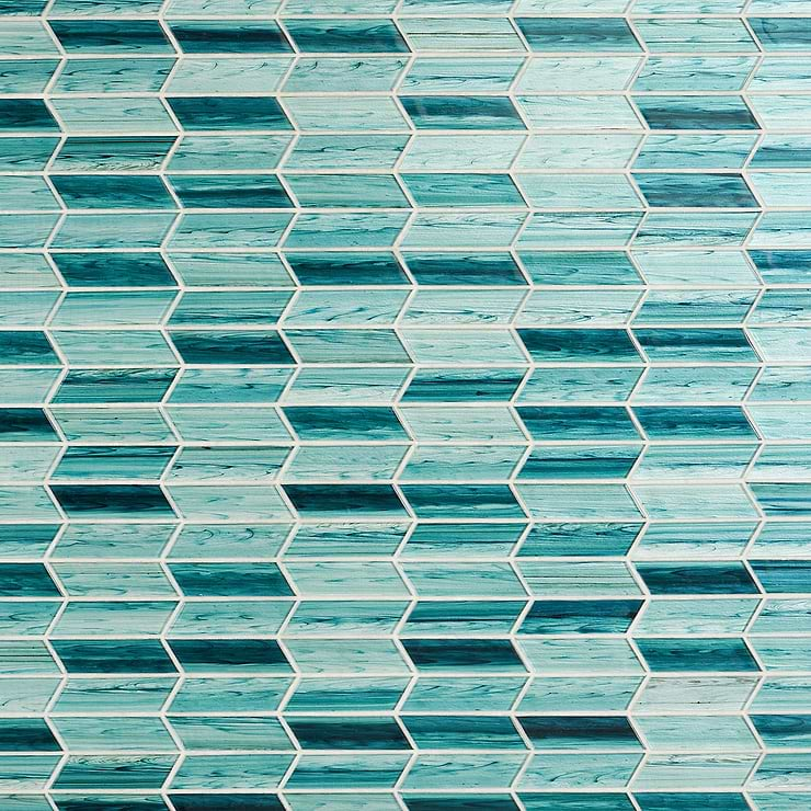 Maya Chevron Teal Mosaic Tile