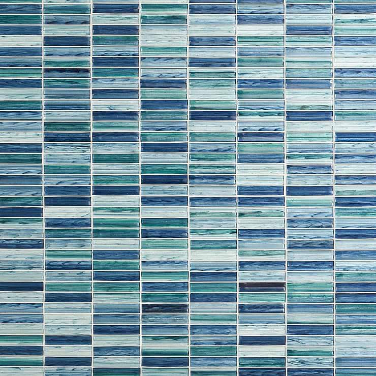 Maya Stacked Aqua Mosaic Tile 