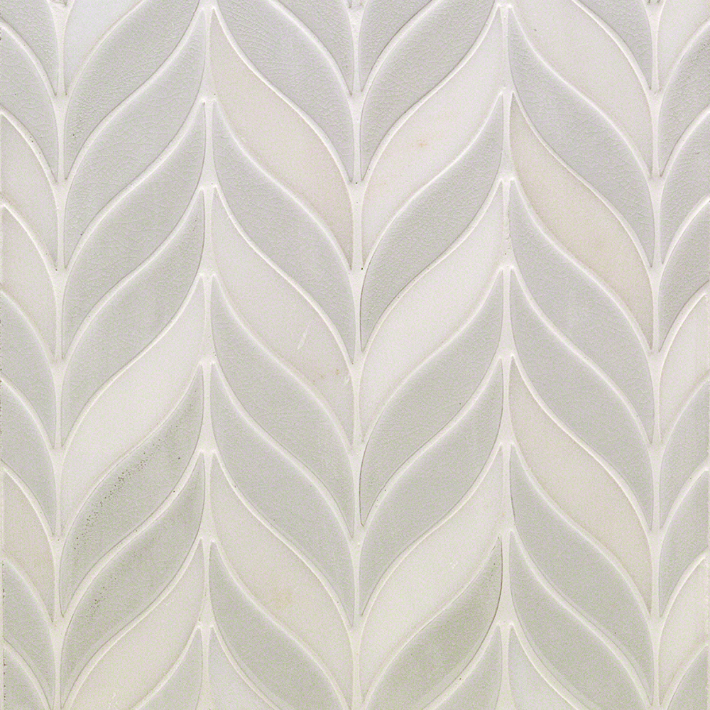 Nabi Sprig Glacier White Marble & Crackled Glass Tile