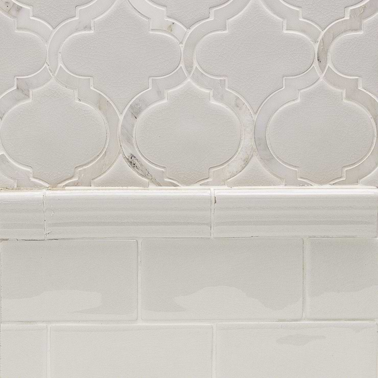 Nabi Arabesque Glacier White Marble And Ceramic Tile