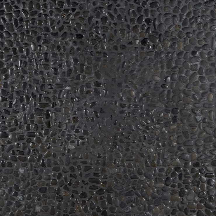 Cobblestone Black Full Pebble Polished Mosaic Tile