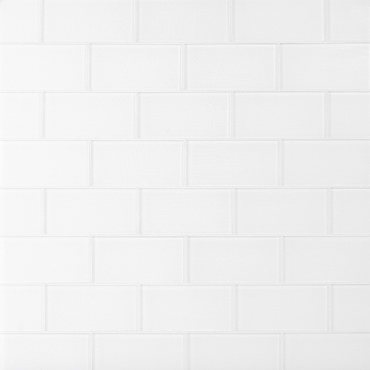 Loft Super White Frosted 3x6 Glass Subway Wall Tile