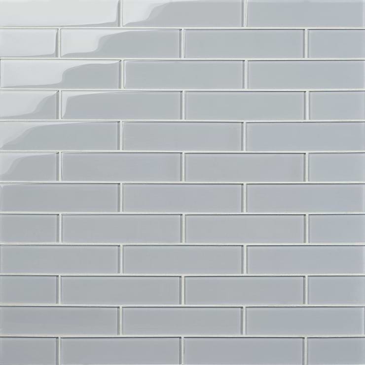 Loft Aspen Aura Gray 2x8 Polished Glass Subway Tile