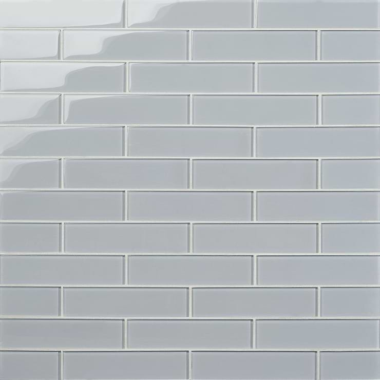 Loft Aspen Aura Gray 2x8 Polished Glass Subway Tile