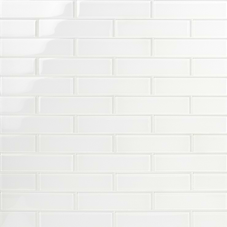 Loft Super White 2x8 Polished Glass Subway Wall Tile