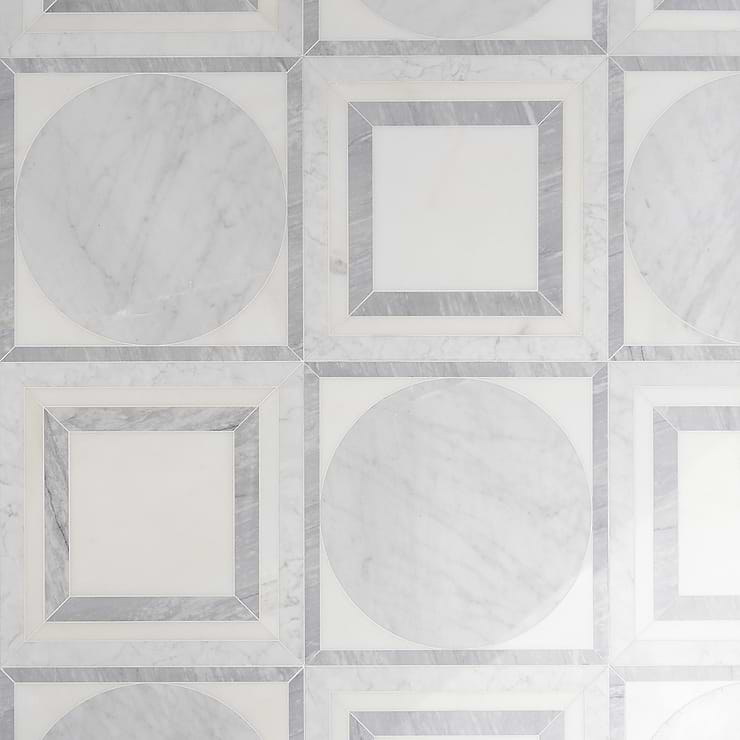 Cadre Grisaille Gray 20x20 Polished Marble Mosaic Tile