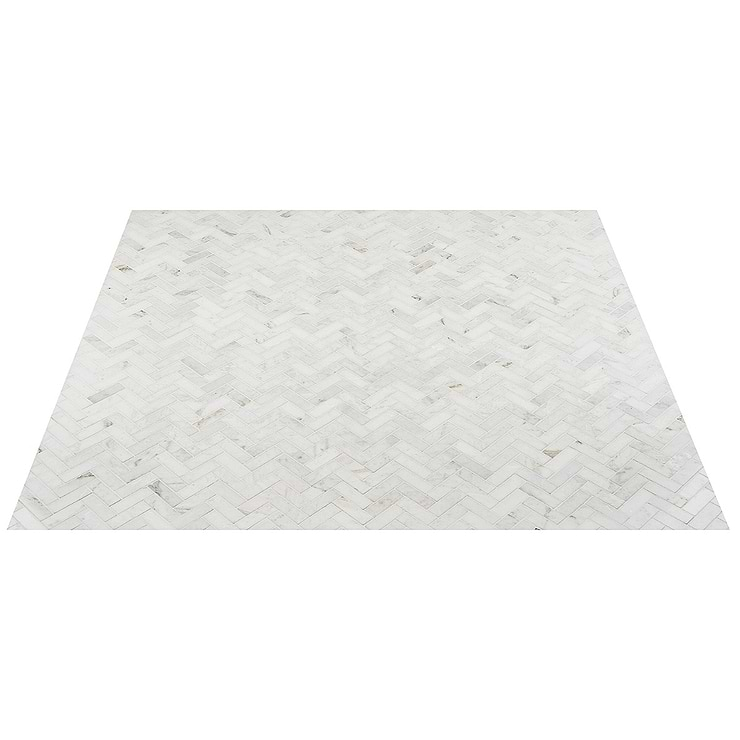 Alaska White 1x3" Herringbone Polished Marble Mosaic Tile