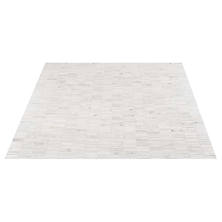 Alaska White Waterfall Polished Marble Bricks Mosaic Tile