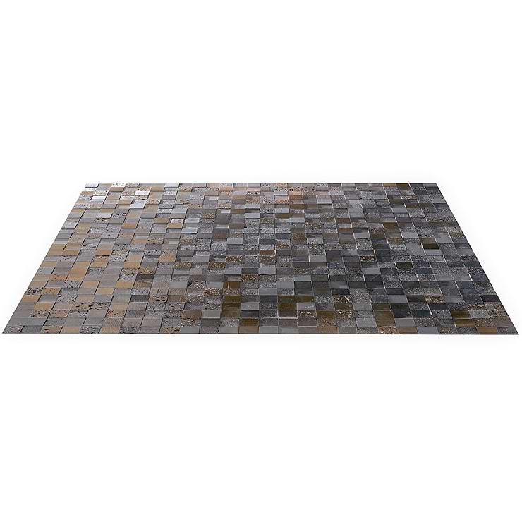 Magma 3D Squares Iron Gray 2x2 Polished Lava Stone Mosaic Tile