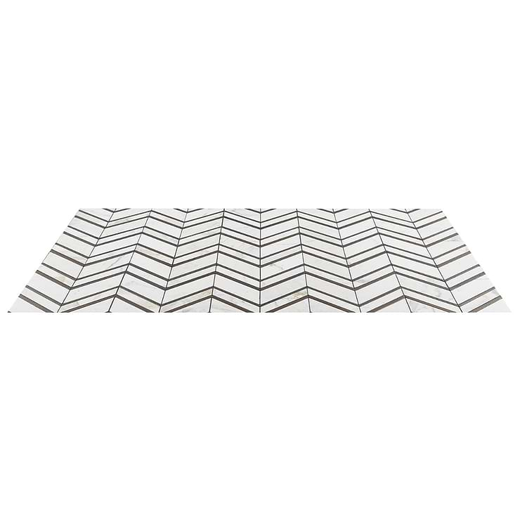 Magma Chevron Florence Bronze & White Polished Calacatta Marble & Lava Stone Mosaic Tile