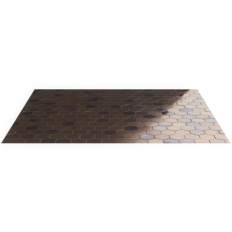 Magma Hexagon Bronze 3" Polished Lava Stone Mosaic Tile