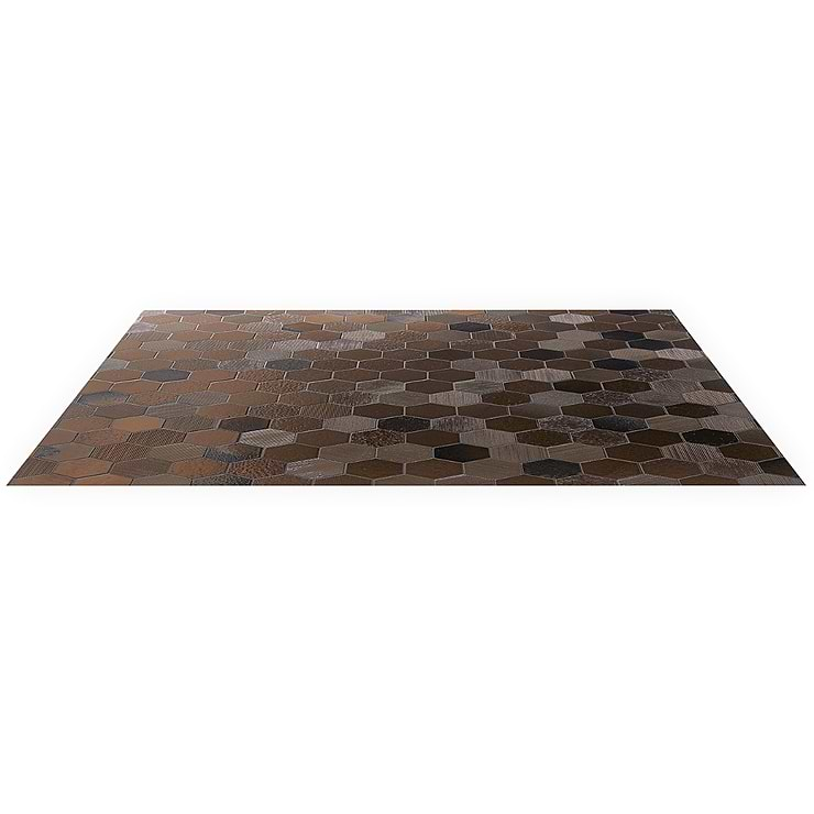 Magma Hexagon Mixed Bronze 3" Polished Lava Stone Mosaic Tile