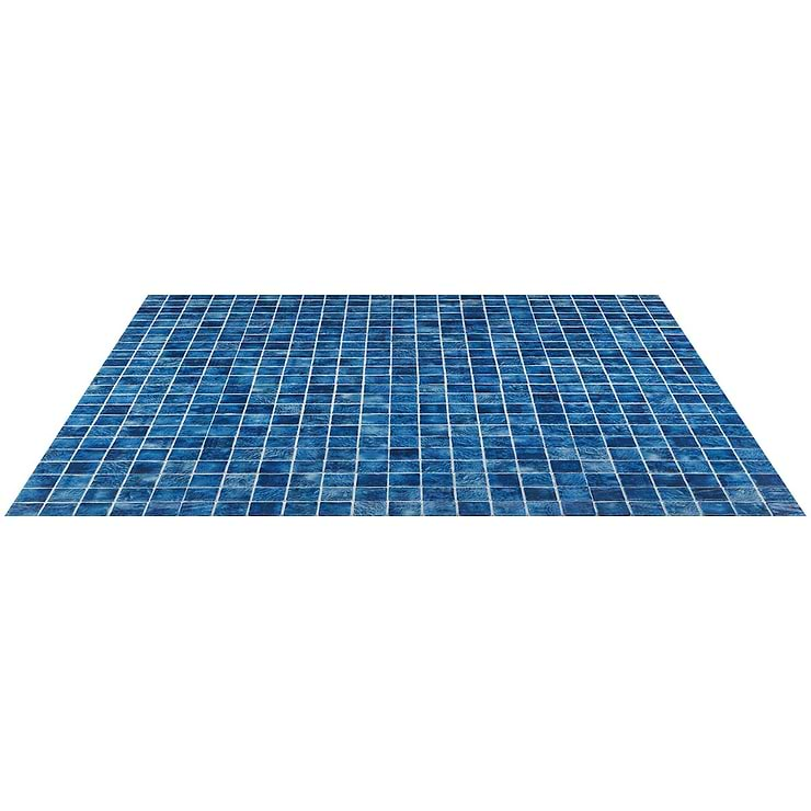 61 Sheet Scrap Lot: Swim Cascara Blue 2x2 Glossy Glass Mosaic Tile