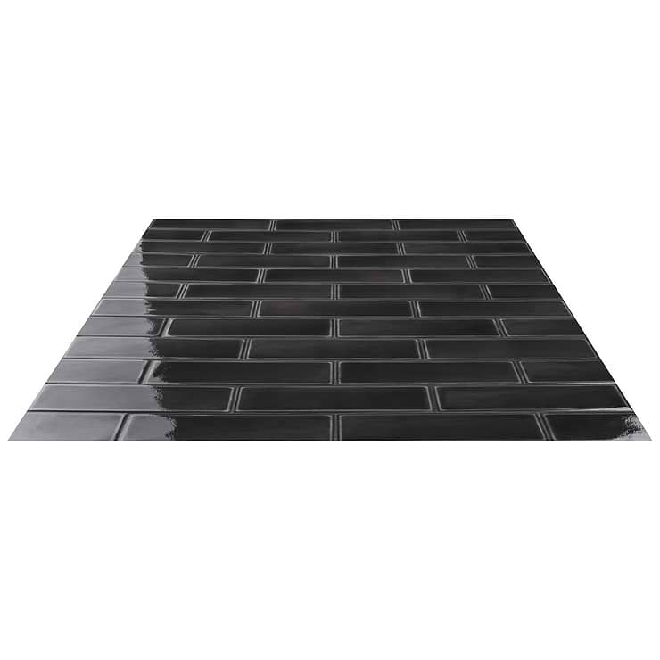 Stacy Garcia ArtBlock Nero Black 4x16 Glossy Porcelain Tile