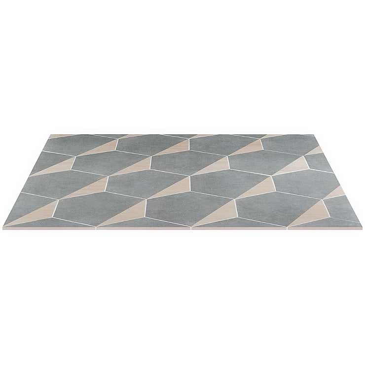 Pergola Wood Graphite 12.5" Hexagon Matte Porcelain Tile