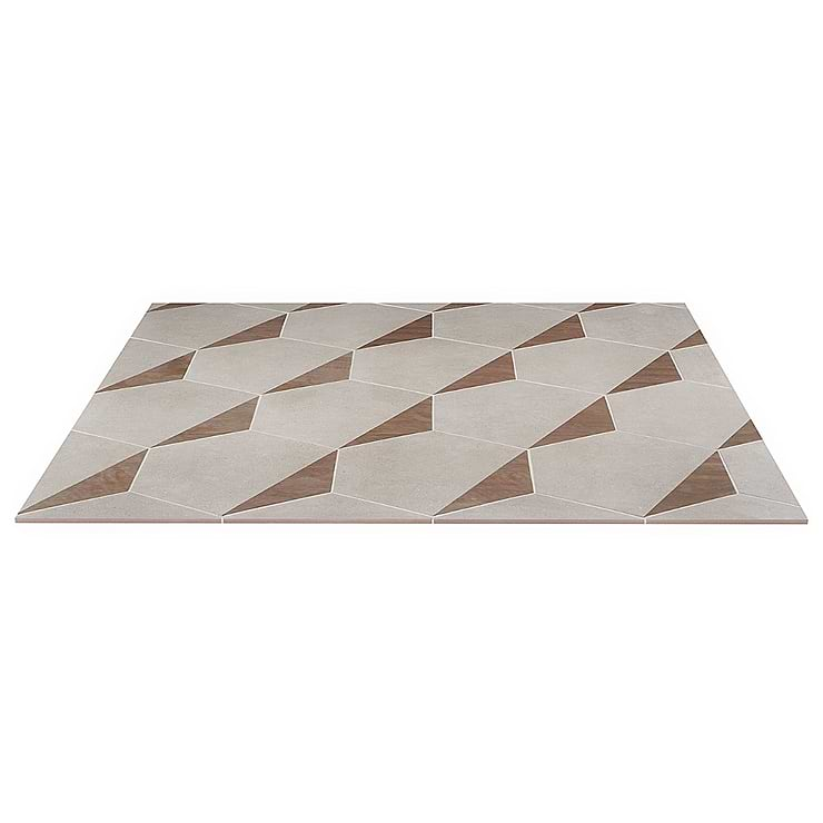 Pergola Wood Taupe 12.5" Hexagon Matte Porcelain Tile