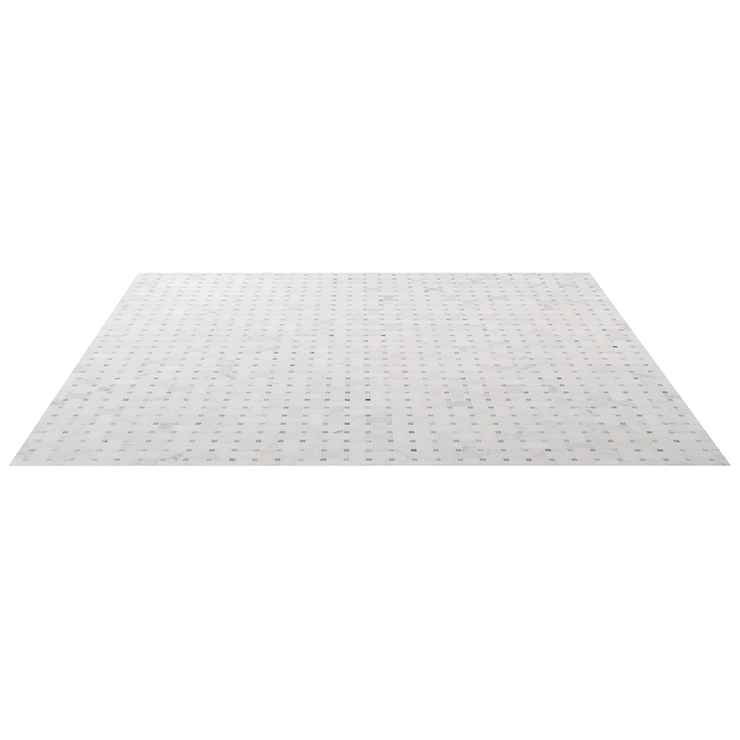 Trenza Basket Weave Asian Statuary & Silver Dot 1x2 Marble Tile