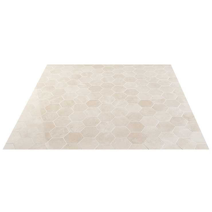 Crema Marfil Beige 4" Hexagon Polished Mosaic Tile