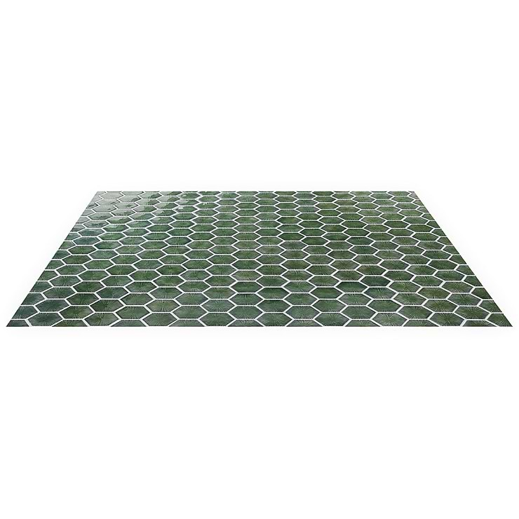 Nabi Glass Deep Emerald Green 3" Crackled Glossy Glass Mosaic Tile