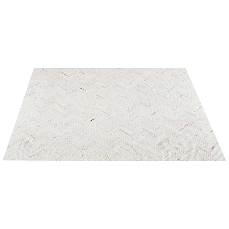 Alaska White 1/2"x4" Herringbone Polished Marble Mosaic Tile