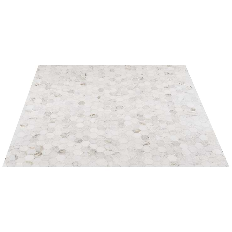 Alaska White 2" Hexagon Polished Marble Mosaic Tile